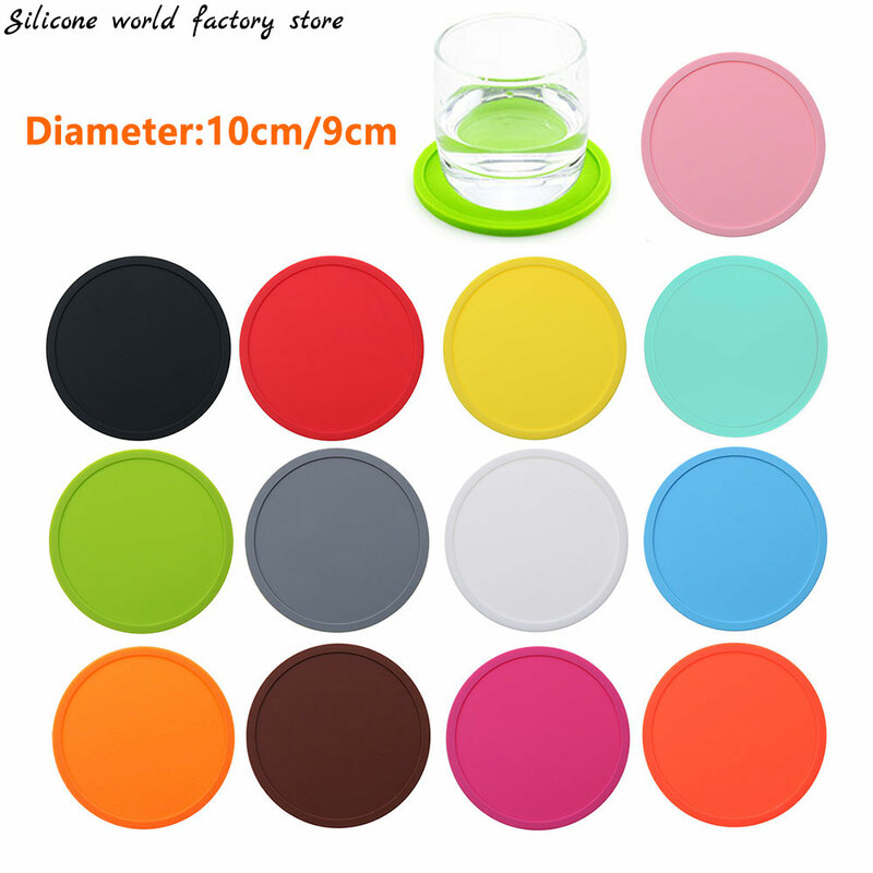 Tapete de mesa de silicona world, posavasos redondo de color caramelo, aislamiento antideslizante e impermeable, posavasos de té, posavasos de bar, 10/9cm