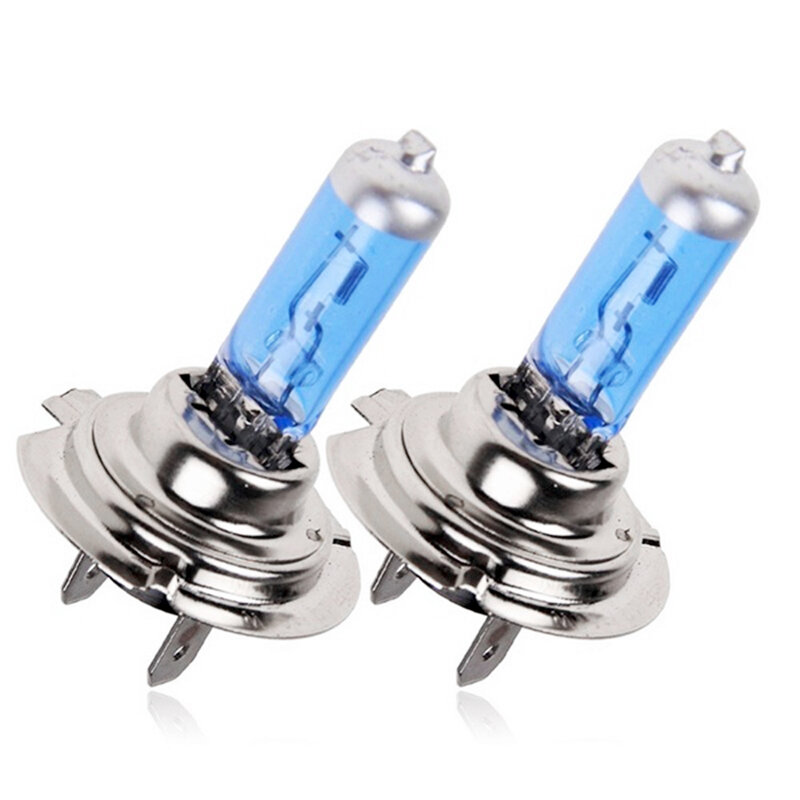 2pcs H7 6000K Gas Halogen Headlight Blue Housing Provides White Light Lamp Bulbs 55W 12V Automotive Headlights
