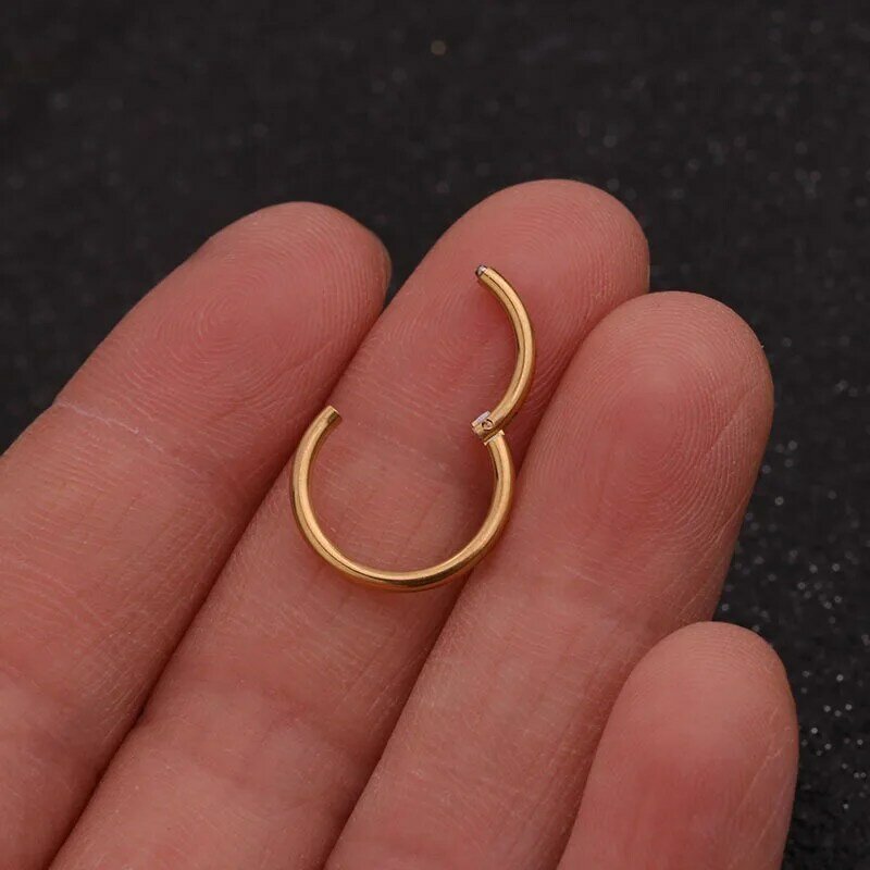 1PC 6mm to 16mm Stainless Steel Hinged Segment Clicker Ring Hoop Nose Septum Piercing Helix Cartilage Daith Earring Jewelry
