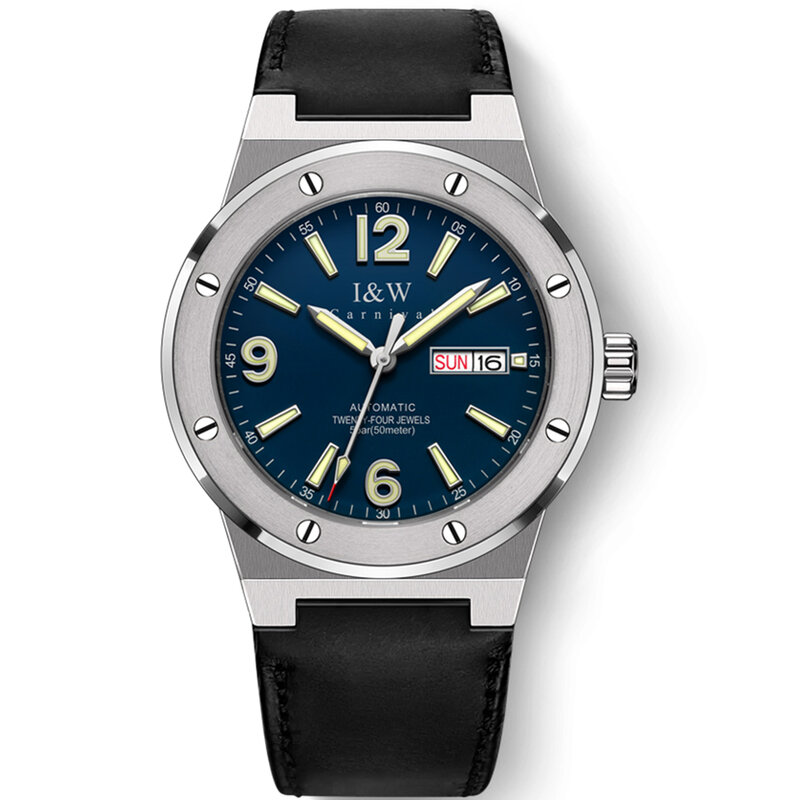 24อัญมณี SEIKO NH36A นาฬิกาอัตโนมัติสำหรับชายสวิตเซอร์แลนด์ I & W ผู้ชายนาฬิกาข้อมือ Sapphire 50M กันน้ำ Reloj hombre