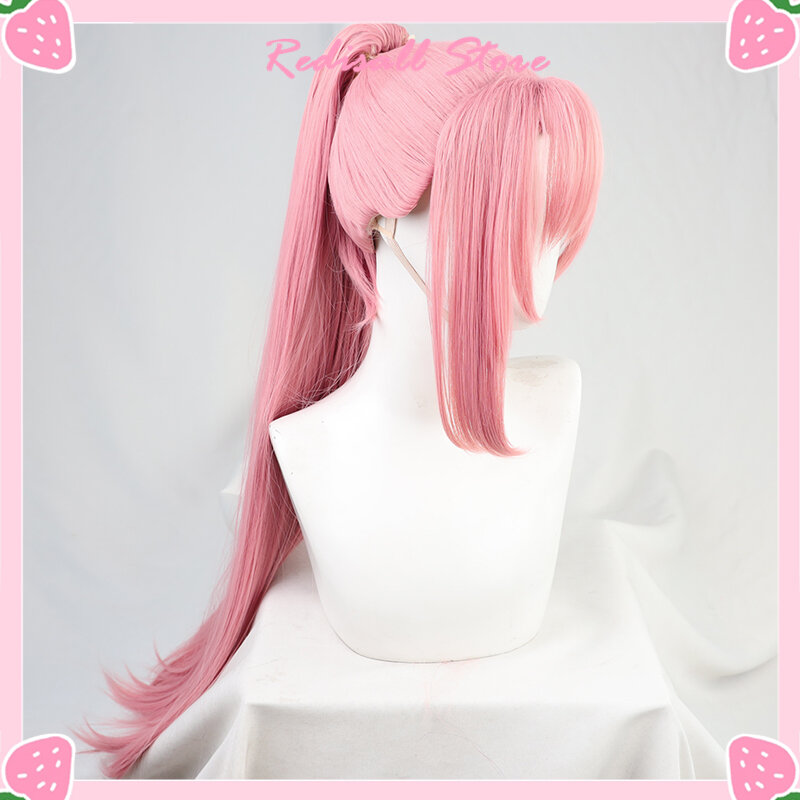 Peruca para cosplay de flor cerejeira do anime sk∞, peruca longa lisa e rabo de cavalo rosa, resistente ao calor sk8