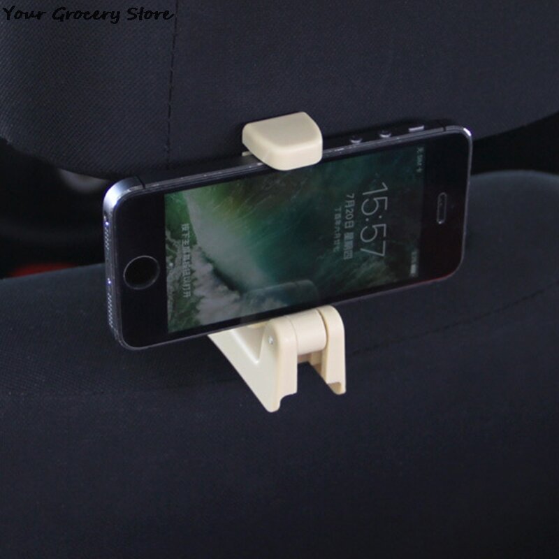 Universal Car Headrest Hooks With Phone Holder Backseat For IPhone Samsung Huawei Support Mobile Back Seat Kid Clip Stand Mount