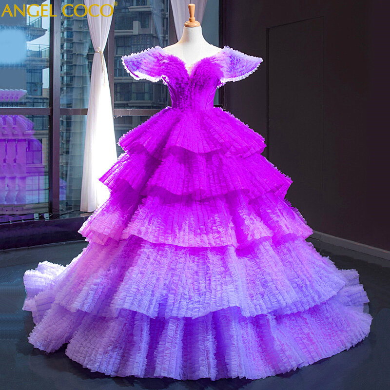 Superbe robe de soirée en poudre violet clair, violet foncé, robe de Rhde luxe, haute qualité, 123