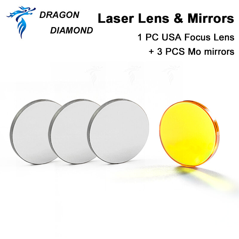 Grabador láser serie K40, lente de enfoque de EE. UU., diámetro 12/18/20mm, fl.50.8 mm + 3 piezas, espejos Mo de 20mm para máquina de grabado láser 3020 Co2