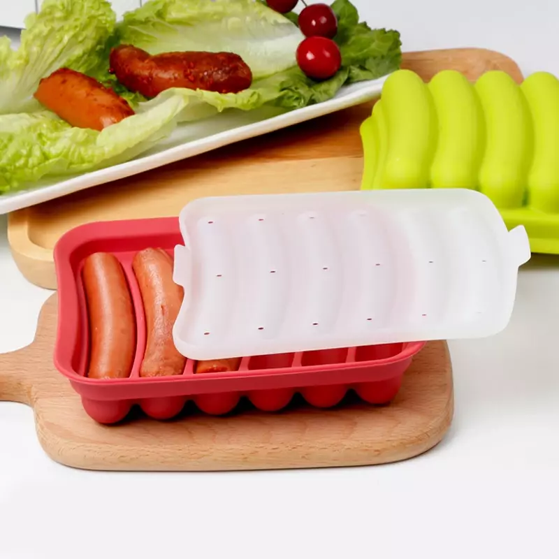 실리콘 햄 핫도그 햄버거는 곰팡이 DIY 소시지 만들기 금형 베이비 푸드 보충 베이킹 도구 주방 소품 6 그리드