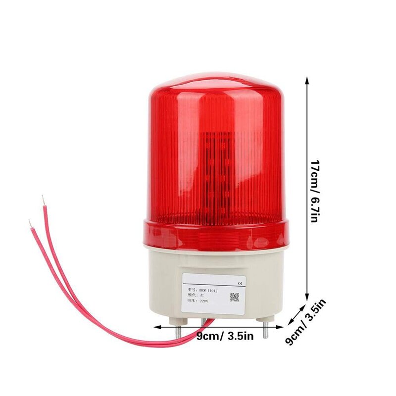 New-Industrial Flashing Sound Alarm Light,BEM-1101J 220V Red LED Warning Lights Acousto-Optic Alarm System Rotating Light Emerge