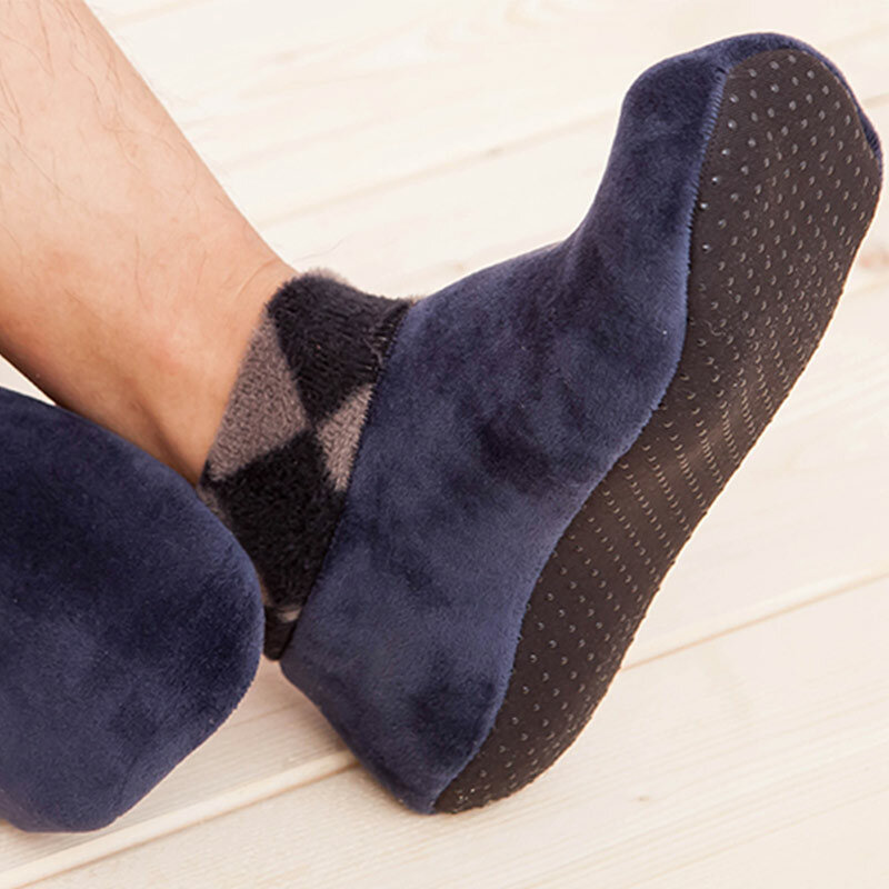 Calcetines gruesos de invierno para hombre y mujer, medias cálidas antideslizantes para interiores, suaves e informales, envío directo