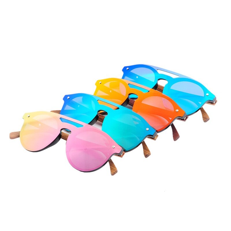 LONSY 천연 나무 선글라스 여성 편광 된 브랜드 디자인 UV400 거울 태양 안경 여성 그늘 Oculos De Sol Masculino