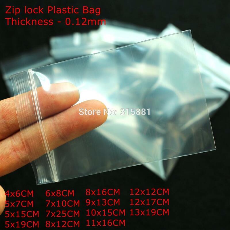 Sacos plásticos transparentes com zip para armazenamento de jóias e alimentos, saco reclosable pacote para cozinha