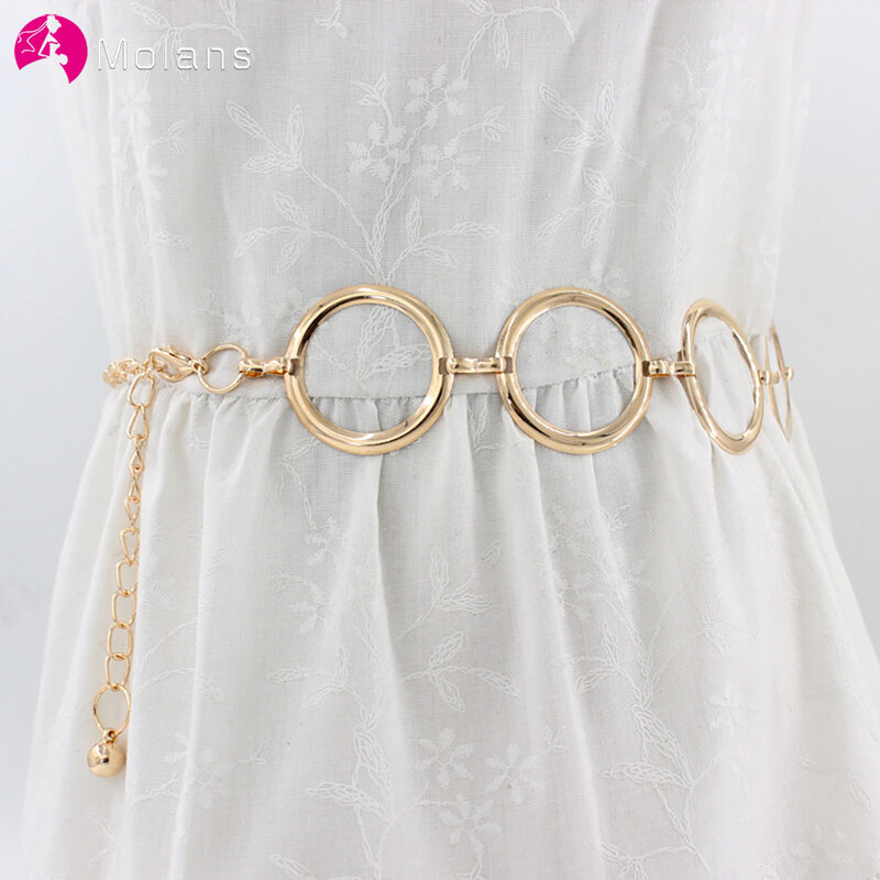 Molans-corrente de cintura feminina, 1 peça, retrô, ouro, prata, metal, cinto de moda simples, acessório para vestido, joia de casamento