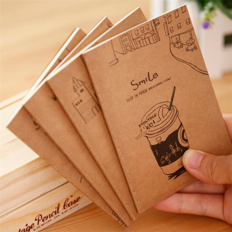 1PCS Retro Cowhide Notebook Student Cute Soft Face Copy Small Book Carry Cartoon Stationery Sketch Supplies Wholesale