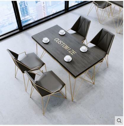Table et chaise en bois massif, pour restaurant, café, dessert, thé au lait, moderne et simple, combinaison de table et chaise de bar