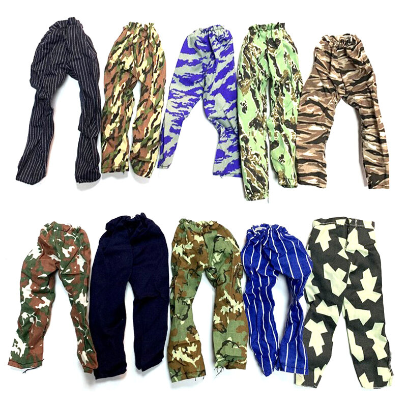 10 pçs 1/6 escala acessórios calças floresta verde camo soldado roupas para 12 "figuras de ação militar brinquedos