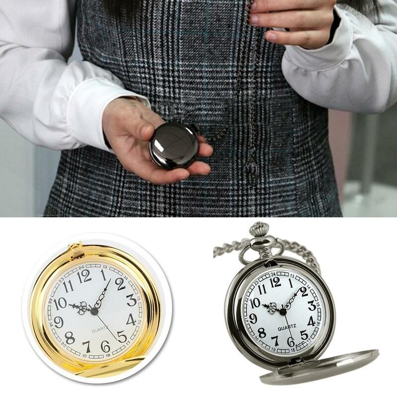 Reloj Retro Vintage Steampunk para hombre, reloj con superficie lisa, cadena colgante, clásico, Steampunk, bronce