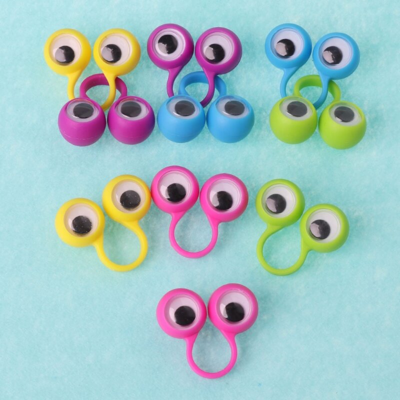 Marionetas de dedo de ojos para niños y bebés, anillos de ojos, accesorios de Slime de Color aleatorio, pequeños regalos para fiesta, 1 ud./10 Uds.