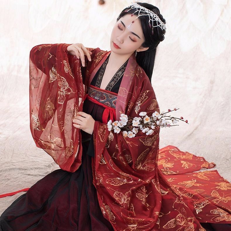 2021 Hanfu 드레스 민속 무용 의상 중국 전통 국립 요정 의상 고대 한 왕조 공주 무대 의상, 무대 의상