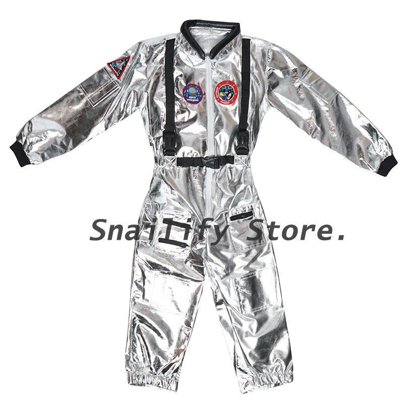 SNAILIFY เงิน Spaceman Jumpsuit เด็กชายเครื่องแต่งกายสำหรับเด็ก Halloween คอสเพลย์เด็ก Pilot Carnival Party แฟนซีชุด