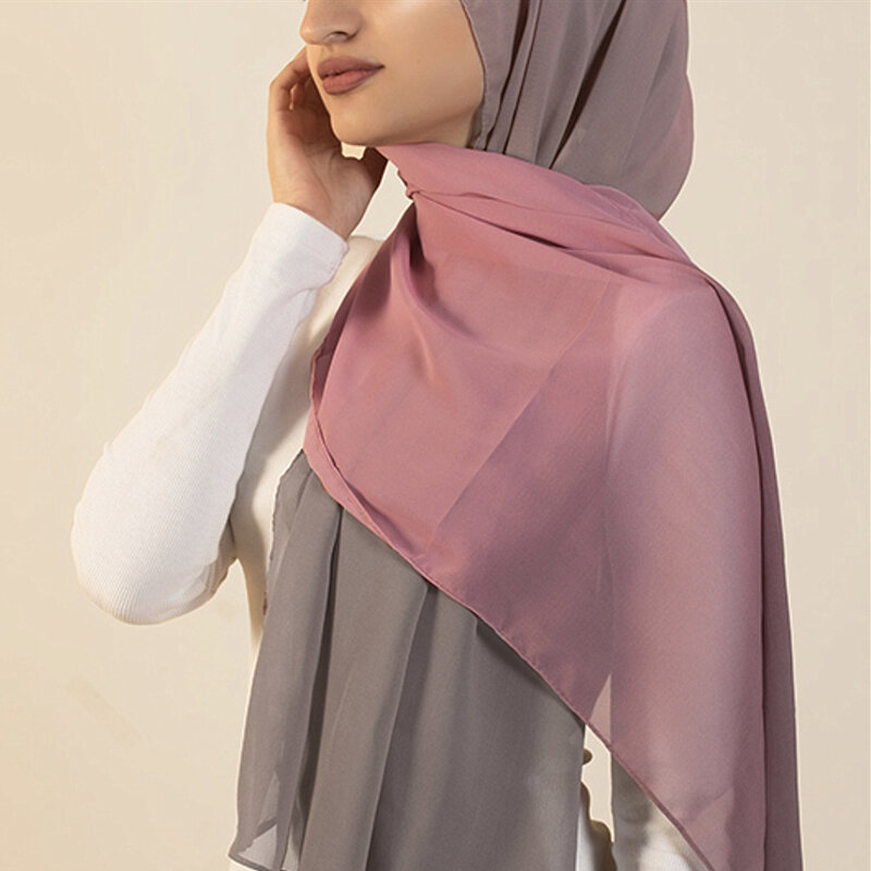 180*70Cm Gradient Bong Bóng Hồi Giáo Voan Hijab Khăn Choàng Nữ Thời Trang Ả Rập Hồi Giáo Lắc Chân Đầu Khăn Sẵn Sàng đeo Khăn Trùm Đầu