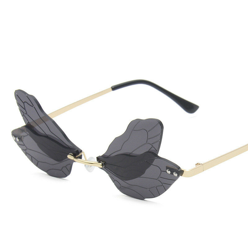 New Fashion Dragonfly Sunglasses Mulheres Homens Brand Design Rimless Wave Eyewear Luxo Trending Narrow Sun glasses