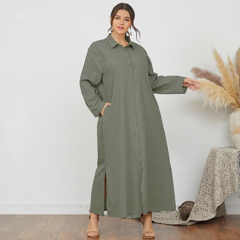 2023ผู้หญิง Lapel ชุดเสื้อแขนยาว Plus ขนาดฤดูใบไม้ร่วงปุ่มแยก Kaftan ZANZEA Elegant สำนักงานทำงาน Maxi Sundress ขนาดใหญ่