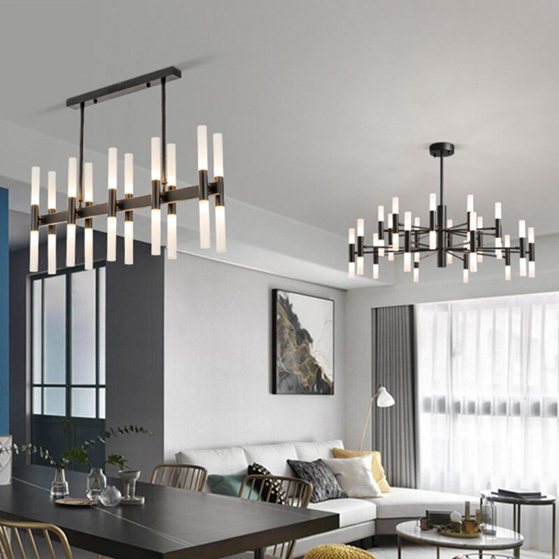 Скандинавская Современная черная/Золотая светодиодная люстра, потолочная лампа в стиле арт-деко для кухни, гостиной, лофта, спальни, G4