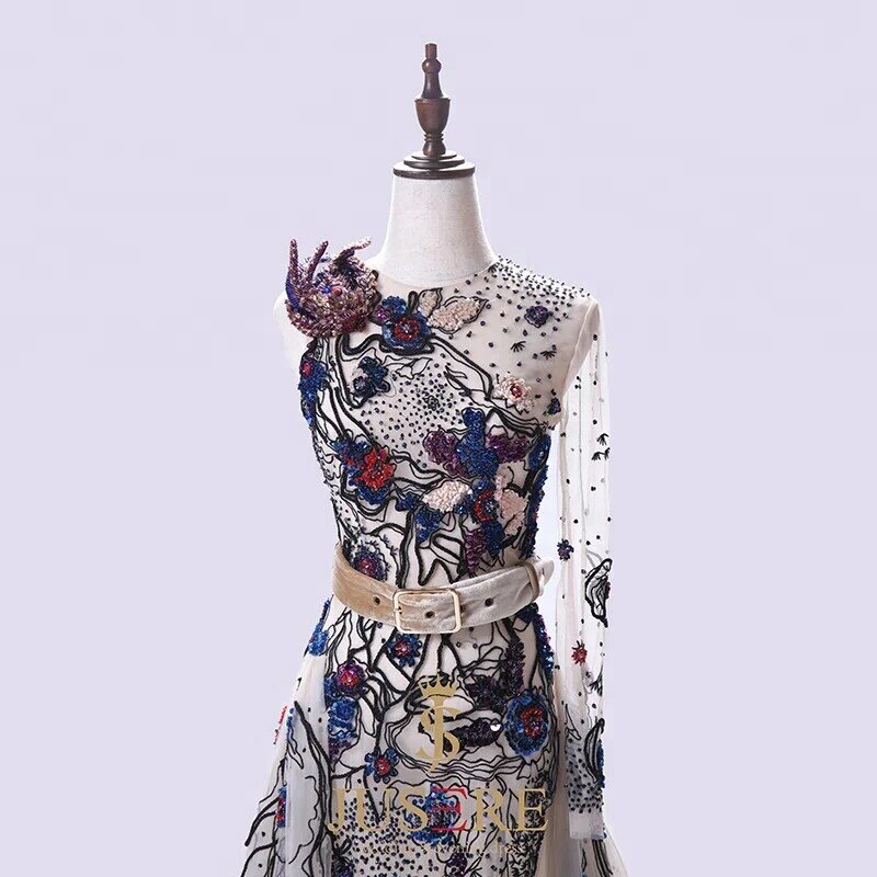 Jusere Robe De Soiree Blue Strapless Haute Couture Party Dress 2020 Ruche Formele Gowns Avondjurken