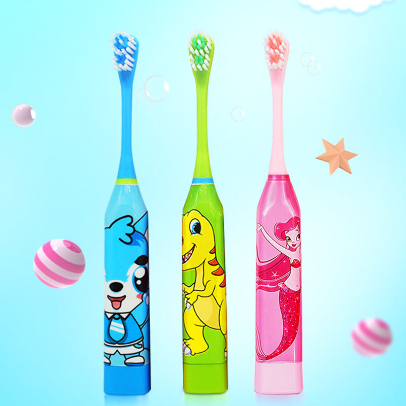 1Pcs Cartoon Cute Children Automatic Ultrasonic Electric Waterproof Toothbrush Convenient Portable Oral Health Supplies