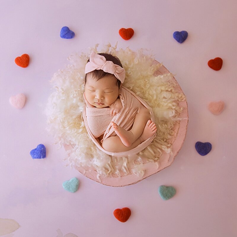 7/10Pcs fai da te fatti a mano in lana per bambini in feltro arcobaleno stelle amore cuore decorazioni per feste a casa puntelli fotografia neonato