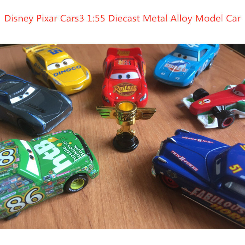 Disney-Diecast liga metálica carro modelo brinquedos para meninos, carros Pixar 3, relâmpago McQueen Jackson, tempestade Mater, escala 1:55, presente de aniversário