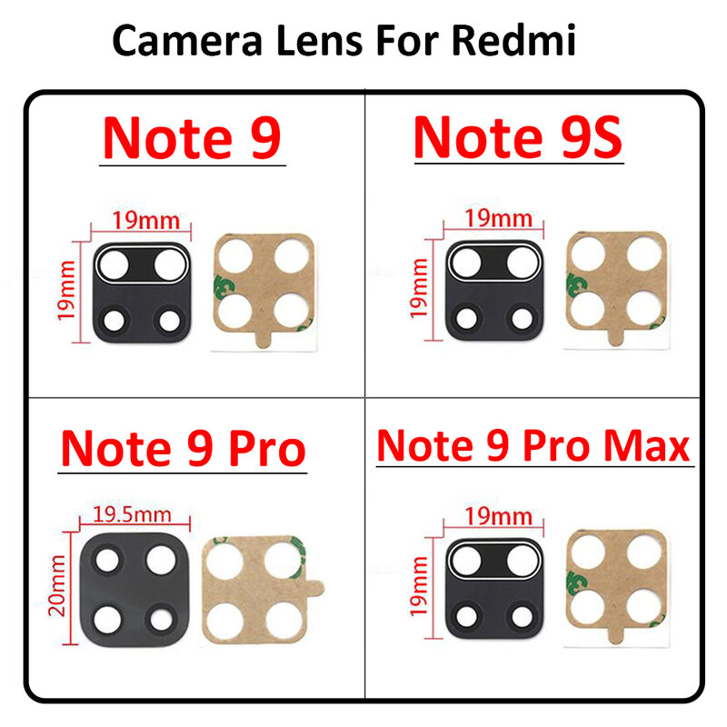 Ban Đầu Dành Cho Xiaomi Redmi Note 9 Pro Max 9S 8 7 11 10 Pro Plus 9T 5G 10T 10S Kính Camera Sau Lưng Kính Ống Kính Máy Ảnh Có Keo Dán