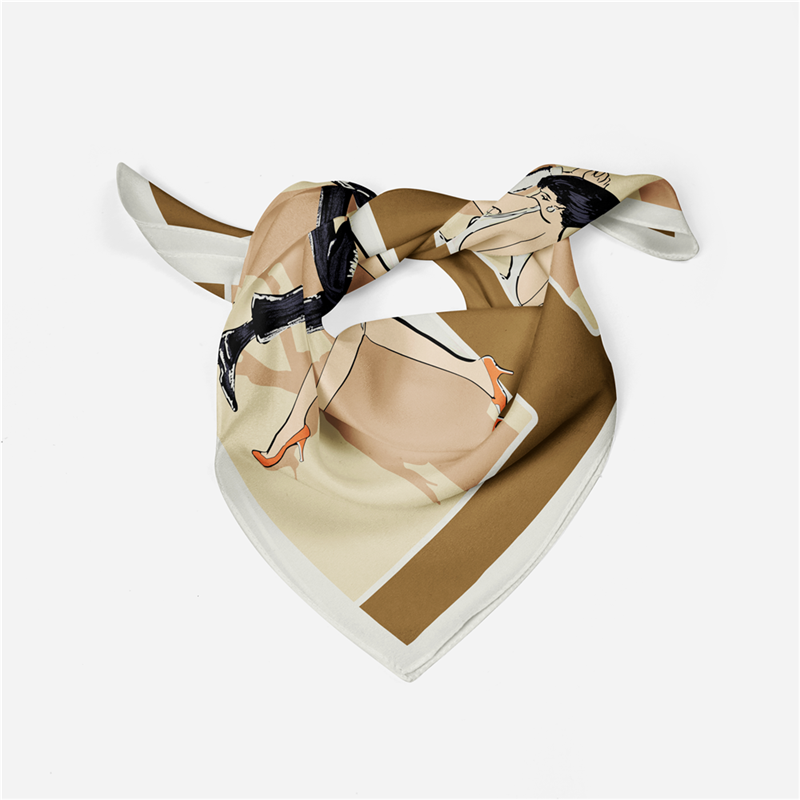 Sciarpa di seta Twill amante della donna ballerino stampa sciarpe quadrate avvolge Bandana piccoli Hijab Foulards Lady Tie fascia fazzoletto da collo 53CM