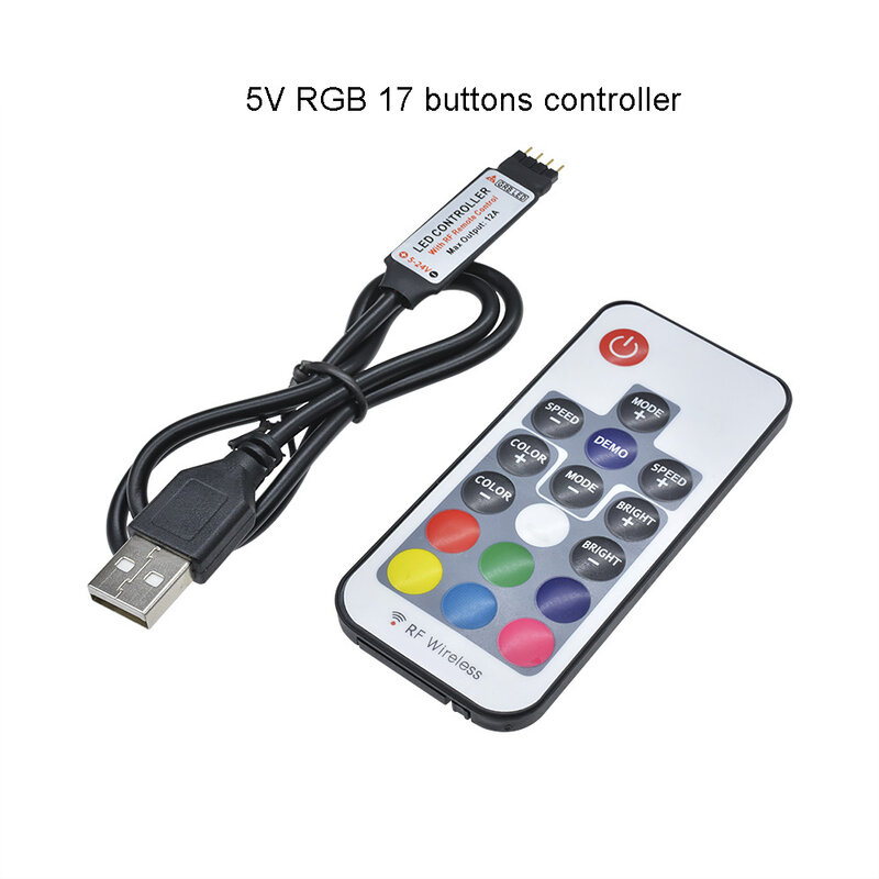 Bande lumineuse LED USB 3528SMD, ruban de lampe RGB, pour TV, écran de bureau, rétro-éclairage, télécommande RF