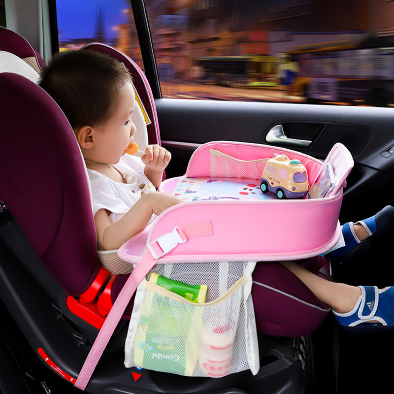 Vassoio per seggiolino per bambini tavolo impermeabile seggiolino per auto aggiornato Autos vassoio da viaggio per bambini supporto per neonati cartone animato recinzione per neonati