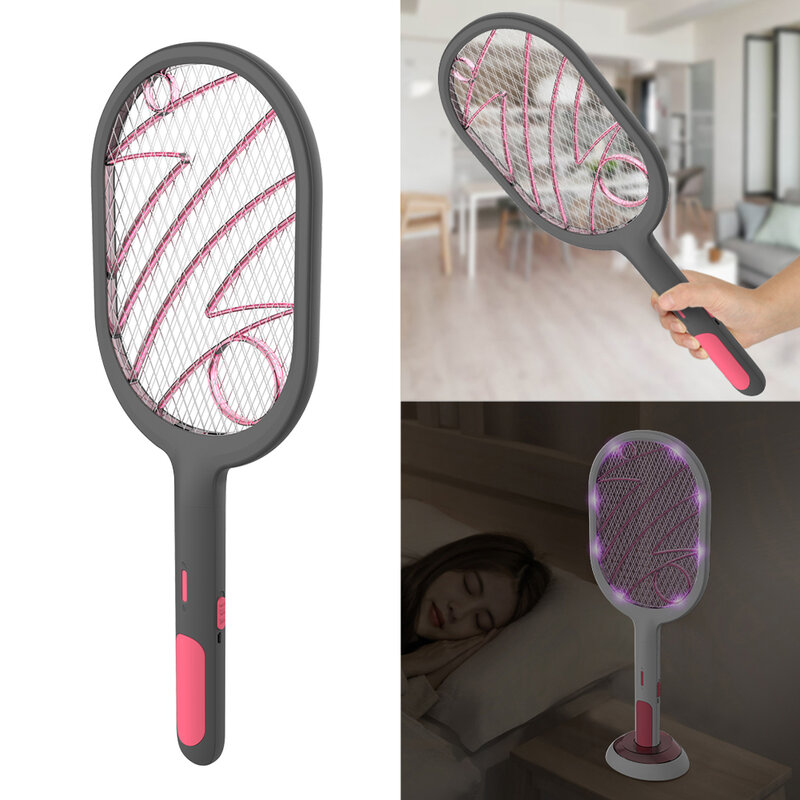 Electric Mosquito killer2 Modes 1200mAh USB Rechargeable Home Fly Bug Zapper Racket Inserts Killer Pest Control Products