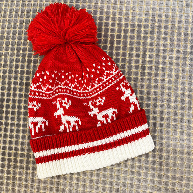 Chapéu de natal cachecol luvas conjunto 3 peças para as mulheres inverno kitted tela de toque luvas grosso quente pom chapéu cachecol luva conjunto
