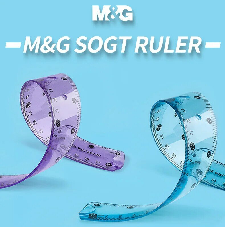 M & G 30/20/15cm 소프트 눈금자 삼각형 눈금자 스트레이트 에지 각도기 DIY 도면 도구 학생 내구성 학교 사무 용품