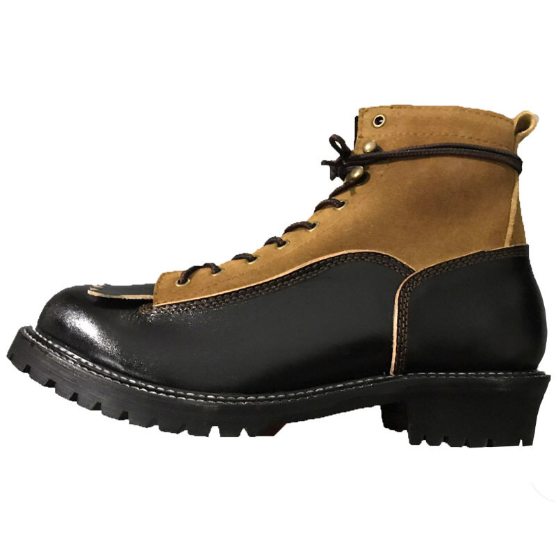 Qualidade artesanal ankle boots men 100% couro real rendas até sapatos de trabalho italiano retalhos designer plataforma vintage botas