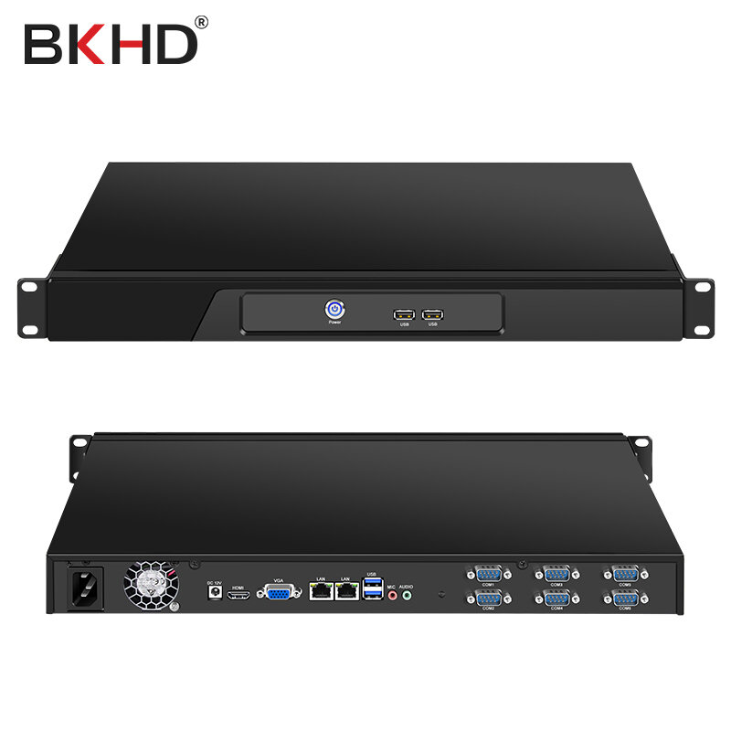 BKHD Komputer Industri 1U Rak Server Industri Komputer Host Core I3i5i7 Port Jaringan Ganda 6COM Server Kustom Multi-serial