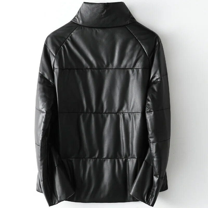 AYUNSUE – veste en cuir véritable pour femme, manteau d'hiver en peau De mouton, court et noir, 100%, 1217