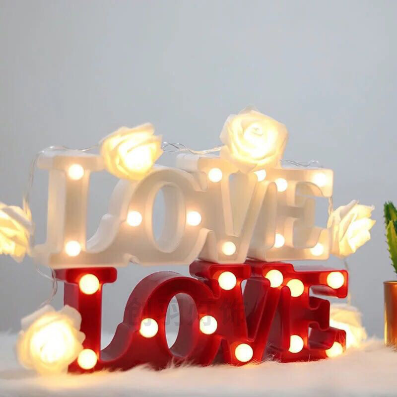 Lámpara LED 3D con letras y corazón de amor, señal decorativa para interior, luz nocturna, marquesina, decoración para fiesta de boda, regalo romántico