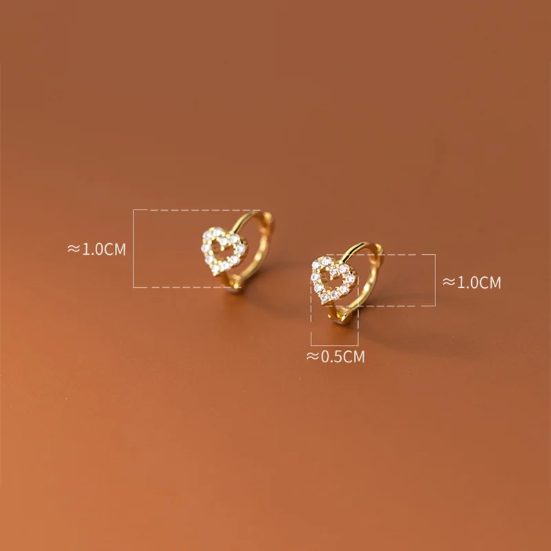 WOOZU – boucles d'oreilles en argent Sterling 925 INS minimalisme doux amour coeur CZ Zircon pour femmes fille petite boucle d'oreille bijoux cadeau