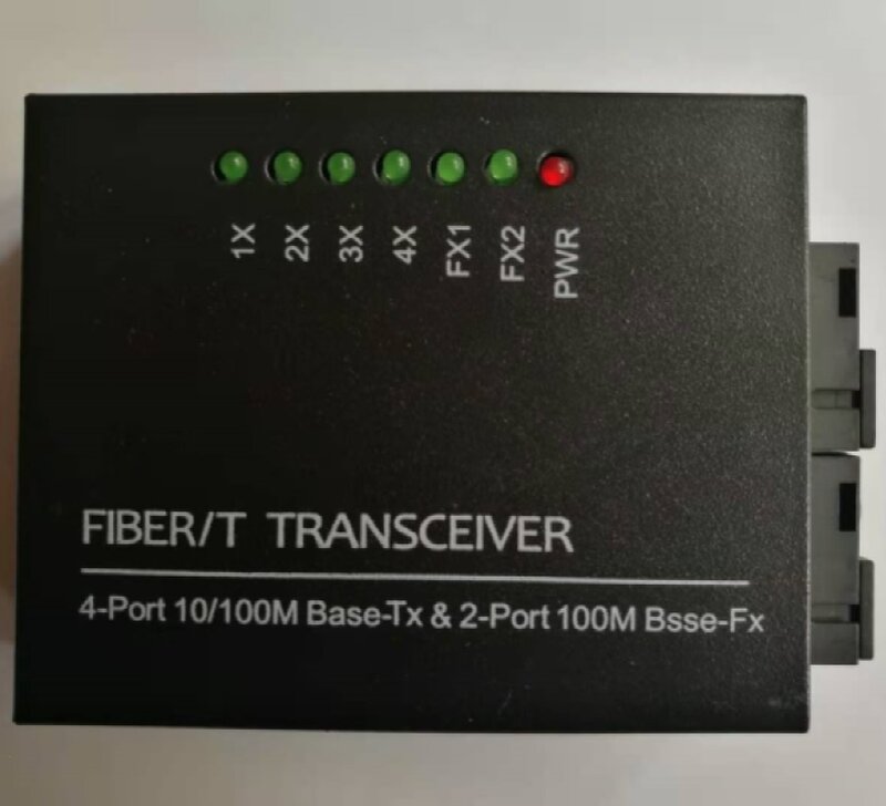 Interruptor Ethernet de fibra óptica, convertidor de medios de 20KM, modo único, 4 puertos RJ45 y 2 puertos SC, 10/100M