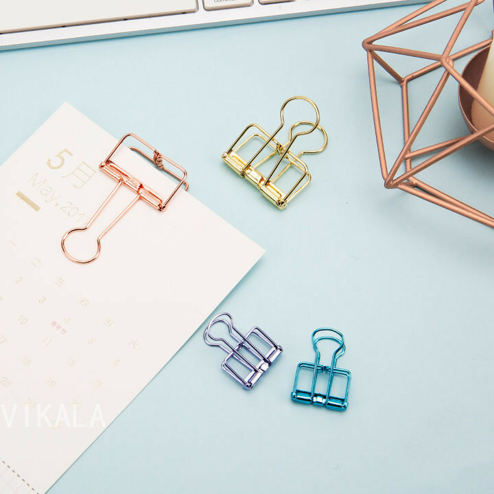 M & g 10 pçs criativo cor de ouro rosa metal binder clip bonito kawaii ligação clipes para material escolar escritório papel clipe papelaria