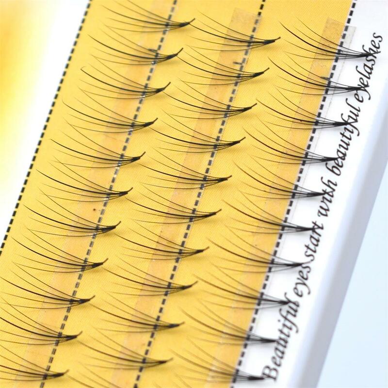 8 - 15 mm 3/5d c curl híbrido pré-feito fã chicote pré-fã semi permanente extensão cílios dupla cílios lash liso em cílios médios