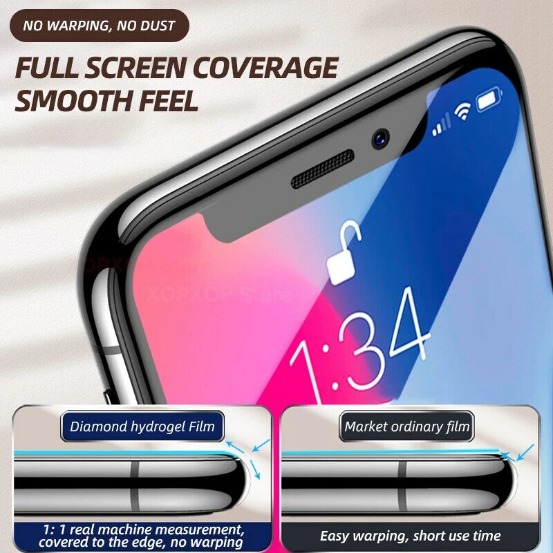 Pelindung Layar Film Hidrogel untuk iPhone 11 12 Pro X Xr XS Max Film Pelindung Lunak untuk iPhone SE 6 7 8 Plus Pelindung Layar