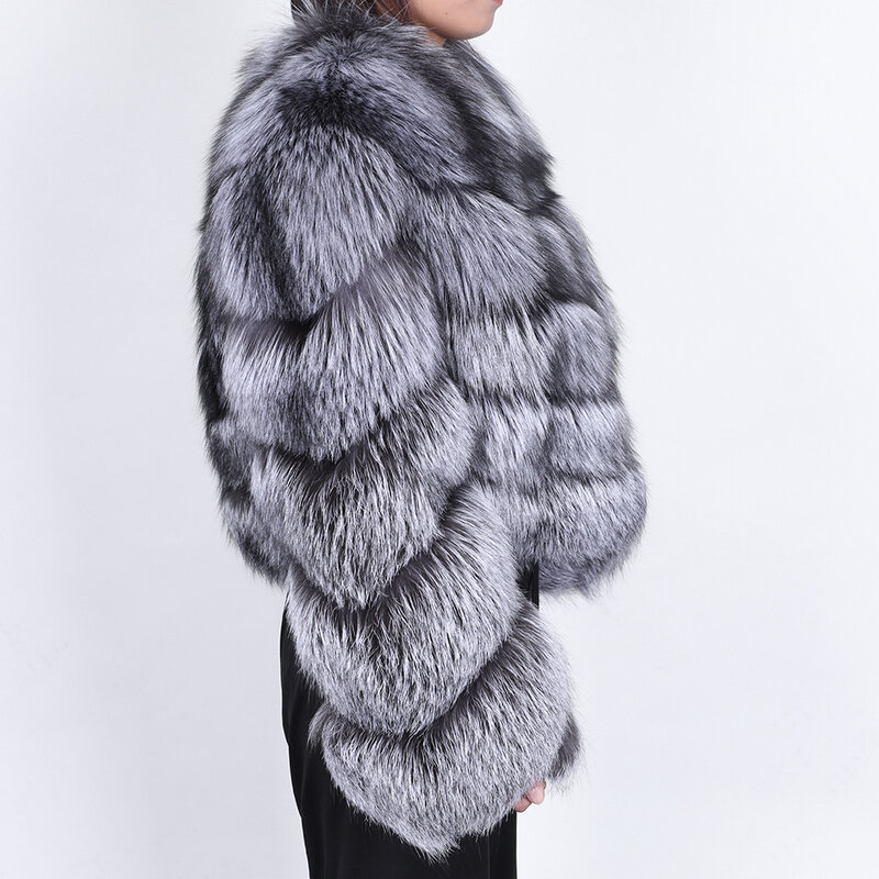 Abrigo de piel de zorro real para mujer, parka natural, chaleco de invierno