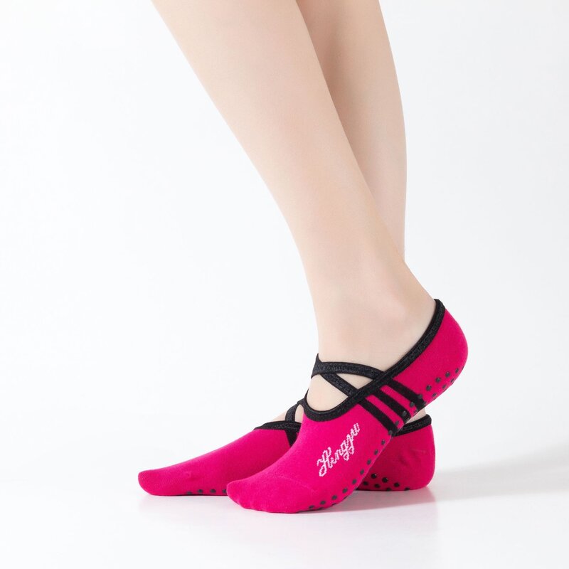 Frauen Nicht-slip Yoga Socken Griffe & Straps Sport Socken für Ballett Pilates Fitness Gym Sport Bandage Dance Socken