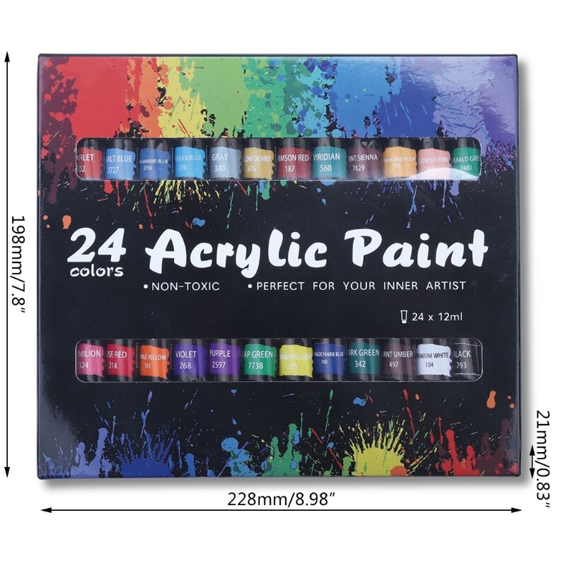 Acryl Verf Set 24 Kleur 12Ml Pigment Voor Kids Volwassenen Beginner Belijden Kunstenaars Dropshipping