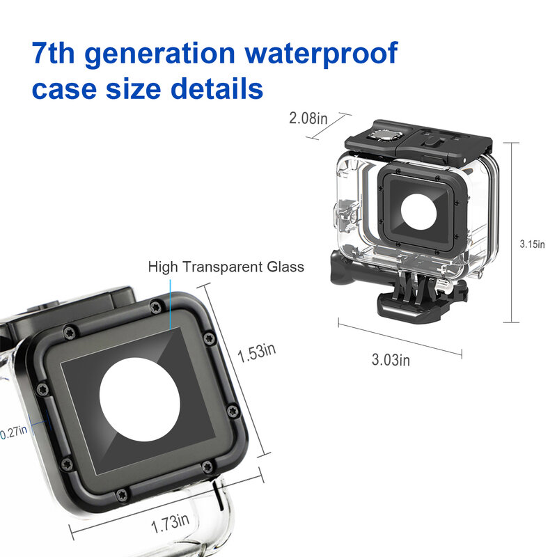 GoPro-funda impermeable para cámara de acción, carcasa negra de conducción subacuática para GoPro Hero 5 6 7
