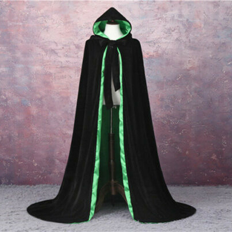 Disfraces de Halloween con capucha de terciopelo para hombres y mujeres, capa Medieval de bruja, vampiro, mago, vestido elegante, capa de Cosplay, nueva llegada